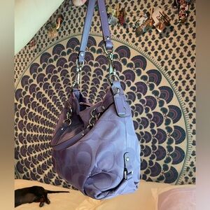 Purple coach shoulder bag